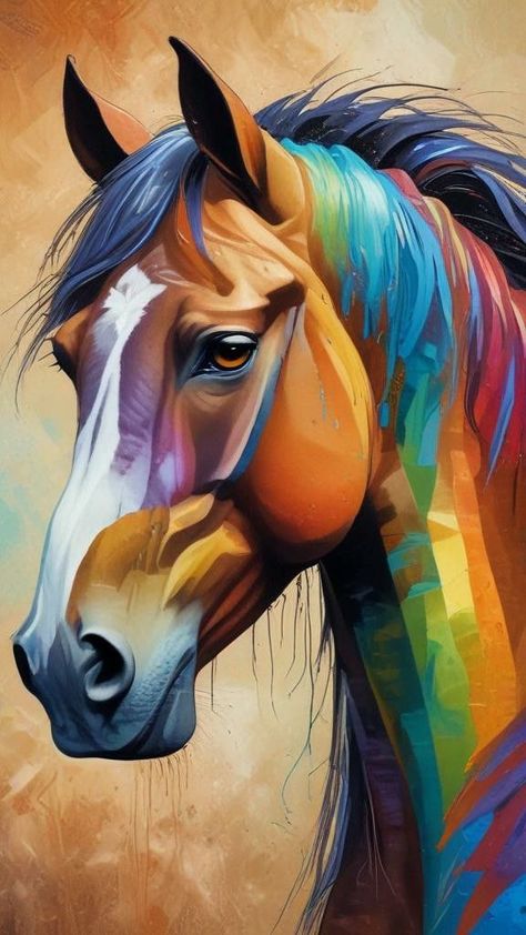 Horse Painting Ideas, Horse Paintings Acrylic, Colorful Horse Painting, Rare Albino Animals, Colorful Animal Paintings, Horse Canvas Painting, Horse Art Drawing, Abstract Horse Painting, Albino Animals