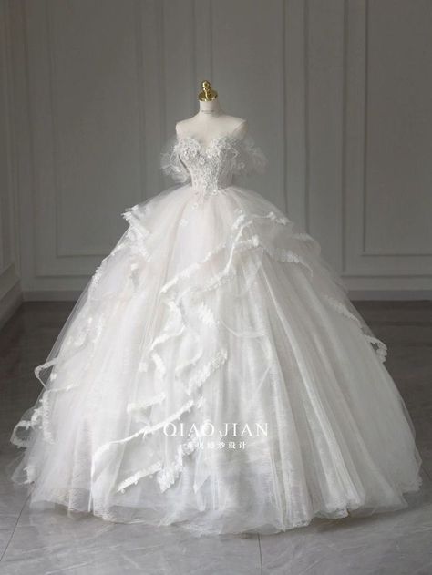 Dress Organza, Wedding Dresses Princess Ballgown, Wedding Dress Organza, Pretty Quinceanera Dresses, Fairy Tale Wedding Dress, Pretty Wedding Dresses, Vintage Wedding Dress, Princess Ball Gowns, Dream Wedding Ideas Dresses