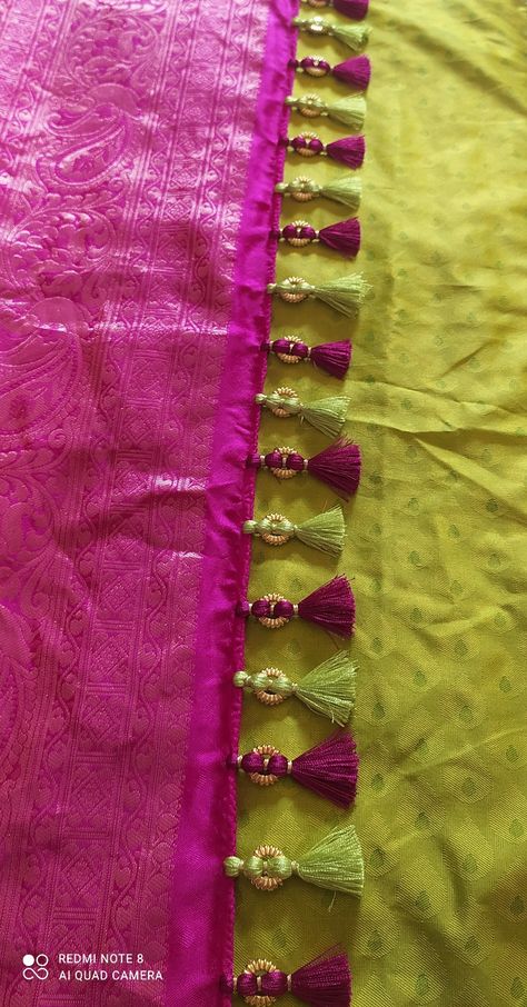 Saree Kuchu New Designs, Designer Tassels, Saree Tassels Designs, Mirror Work Blouse Design, Latest Bridal Blouse Designs, Lehenga Saree Design, Saree Kuchu Designs, Simple Flower Design, Neck Pieces Jewelry