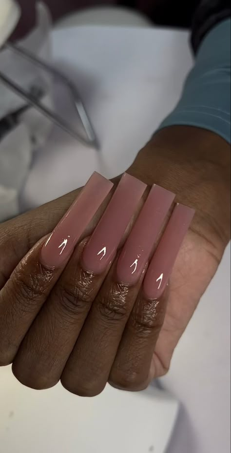 Clearish Pink Acrylic Nails, Long Nail Inspo Baddie Simple, Solid Color Acrylic Nails With Design, Pinkish Brown Nails, Simple Classy Baddie Nails, Baddie Acrylic Nails Long, Plain Nails Acrylic, Baddie Nails Instagram, Pink Y2k Nails