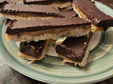 Twix Bar Recipe- Low Carb, THM S Thm Deep S, Jennifer Overstreet Thm, Twix Recipe, Trim Healthy Mama Dessert, Low Carb Lunch, Thm Desserts, Low Carb Baking, Trim Healthy, Trim Healthy Mama