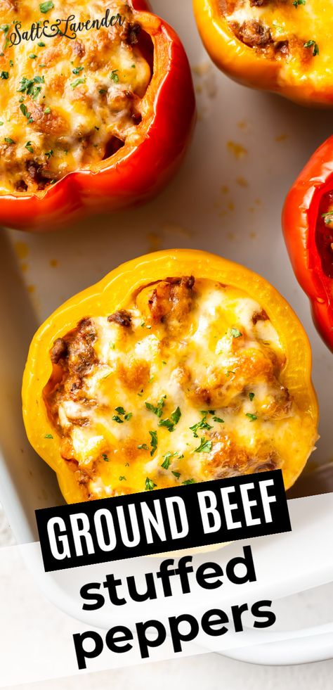 Ground Beef Recipes Stuffed Peppers, Stuffed Pepper Filling Ground Beef, Stuffed Peppers With Beef, Best Ever Stuffed Peppers, Stuffed Bell Peppers With Worcestershire Sauce, Hamburger Stuffed Bell Peppers, Easy Quick Stuffed Peppers, Stuffed Pepper For One, Easy Stuff Peppers Recipes