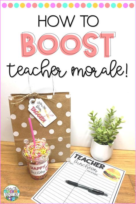 Teacher Team Building, Fun Easy Activities, Boost Teacher Morale, Morale Ideas, Motivation Activities, Teacher Morale, Teacher Motivation, Staff Morale, Back To School Gifts For Teachers