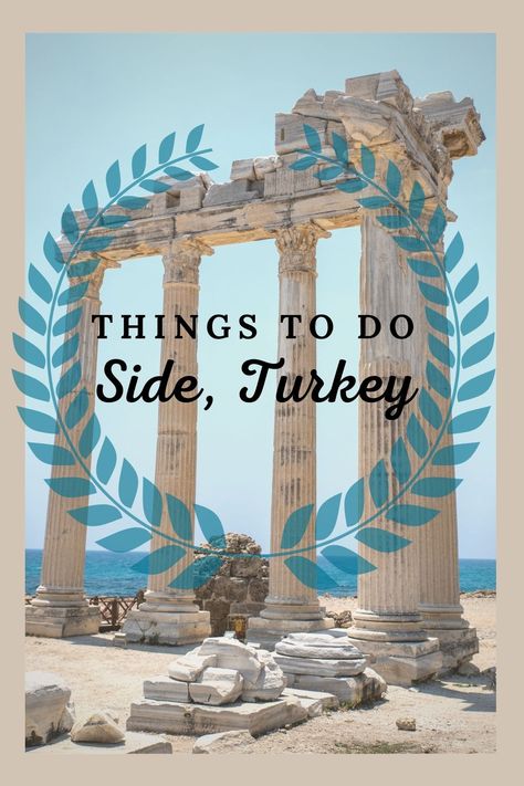 If you enjoy white sandy beaches, shopping, excellent restaurants, and many amazing historical sites you will love Side, Turkey. Side Turkey Travel, Side Turkey, Thermal Pool, Travel Turkey, Lens Photography, Coastal City, Coastal Cities, Turkey Travel, Beautiful Country