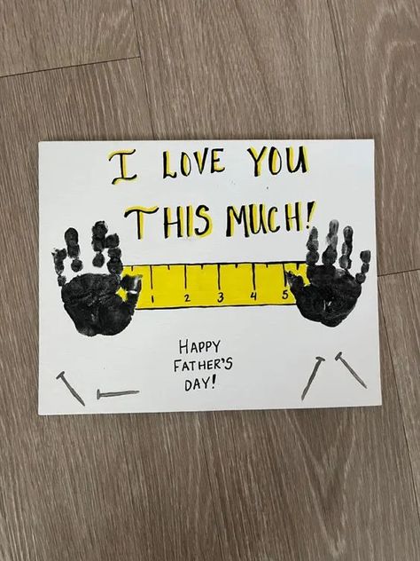 Kids Crafts Fathers Day, Dads Birthday Craft, Father’s Day Art Ideas For Toddlers, Fathers Day Crafts For Kids Handprints, Nicu Fathers Day Craft, Construction Handprint Art, Grandfather Crafts For Kids, Crafts For Father's Day For Toddlers, Fathers Day Projects For Preschoolers