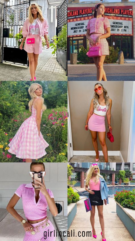 You'll find 17 beautiful Barbie movie themed outfits for women here. Check out these chic Barbie doll inspired outfit ideas. You'll find barbie doll aesthetic costume and dress up outfit patterns here. They also include Ken boy outfits for men and diy sets. Check out these Barbiecore birthday, summer, winter or Halloween party costumes. Find pink Barbie cocktail dress here. Margo Robbie Barbie Outfits, Movie Themed Outfits, Barbie Outfit Inspiration, Barbiecore Birthday, Barbie Doll Aesthetic, Barbie Outfits For Women, Barbie Costume Ideas Women, Barbie Party Outfit, Barbie Themed Outfits