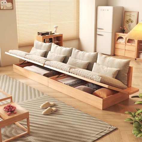 If you want to heal yourself, choose this high-value living room sofa. This sofa has six advantages. Very practical, with storage function, large-capacity storage box, orderly storage. Sofa Area Externa, Sofa With Storage, House Deco, Beige Sofa, Sofa Chaise, Wood Sofa, Chaise Sofa, Upholstered Sofa, Everly Quinn