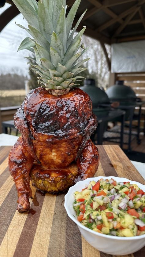 Pineapple Throne Chicken - Grillin With Dad Gluten Free Bbq, Easy Grilling Recipes, Easy Grilling, Pineapple Chicken, Smoked Chicken, Smoked Food Recipes, 140 Pounds, Canned Chicken, Chicken Dishes Recipes