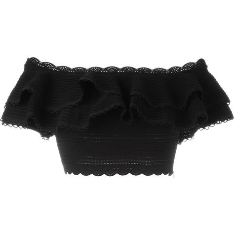 Alexander McQueen cropped off-shoulder top ($1,320) ❤ liked on Polyvore featuring tops, shirts, crop tops, crop, black, shirt crop top, crop shirt, alexander mcqueen, off shoulder shirt and off shoulder tops Off The Shoulder Jumper, Black Off Shoulder Top, Shirts Crop, Off Shoulder Shirt, Black Off Shoulder, Off Shoulder Crop Top, Shoulder Tops, Crop Top Outfits, Crop Top Shirts