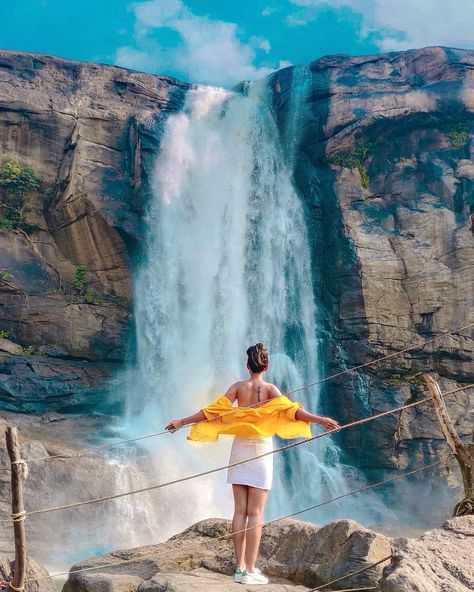 ~ Escape To The Unknown ~ #Waterfall #Kerala #athirapally #Travel #AakritiRana #TravelBlogger #Lookbook #wanderlust #Kochi Athirapally Waterfalls Photography, Kerala Photoshoot Ideas, Kerala Trip Outfits Women, Munnar Photography Kerala, Kerala Photoshoot, Athirapally Waterfalls, Kerala Trip, Kerala Photography, Trip Photos