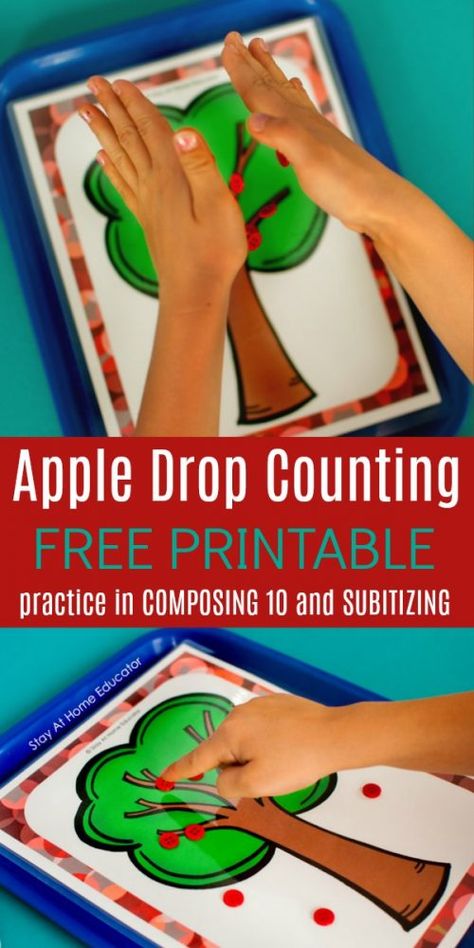 Apple Tree Counting, Apples Activities, Apple Counting, Preschool Math Printables, Counting Activities For Preschoolers, Composing Numbers, Preschool Apple Activities, Preschool Math Centers, Preschool Apple Theme