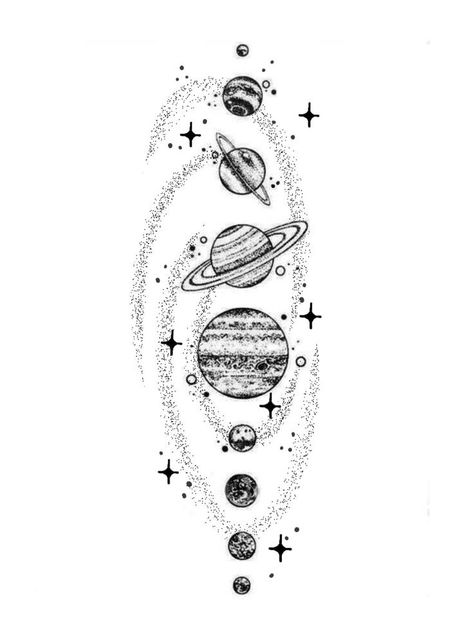 Galaxy Design Tattoo, Galaxy Tatoos Ideas, Space Theme Tattoo, Planet Tattoo Design, Planets Tattoo Design, Universe Tattoo Design, Space Themed Tattoos, Galaxy Tattoo Design, Planet Tattoo