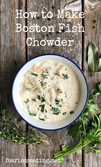 Did you know that Boston fish chowder was the predecessor of New England clam chowder? In this recipe you'll learn to make it in the classic manner, thick and creamy with salt pork, chunks of fresh fish, potatoes, onions and herbs. #clamchowder #fishchowder #chowderrecipes #seafoodsoups #souprecipes #seafoodrecipes Fish And Clam Chowder, Thick And Creamy Fish Chowder, Creamy Fish Chowder, New England Fish Chowder, Fish Chowder Recipe New England, Fish And Potatoes, Fish Potatoes, Fish Chowder Recipe, Pork Chunks