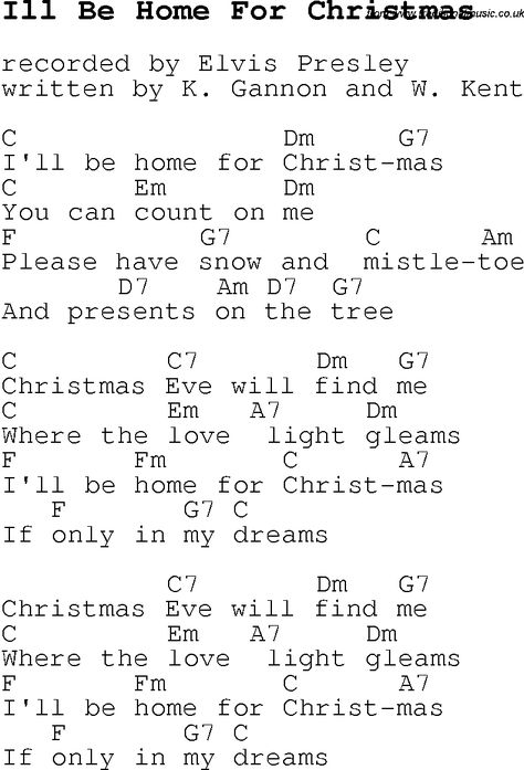 Christmas Songs and Carols, lyrics with chords for guitar banjo for Ill Be Home For Christmas Christmas Ukulele Songs, Christmas Chords, Chords For Guitar, Christmas Ukulele, Ukulele Songs Beginner, Christmas Guitar, Christmas Carols Songs, Carol Songs, Christmas Songs Lyrics