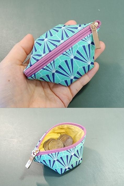 You can also make a coin purse with this pattern 🎁🎀 gift idea!! Small Change Purses Diy, Coin Purse With Zipper, Zipper Coin Purse Pattern, Free Coin Purse Pattern, Fabric Coin Purse Diy Free Pattern, Small Coin Purse Pattern Free Sewing, Free Coin Purse Patterns To Sew, Change Purse Pattern Sewing, Coin Pouch Diy