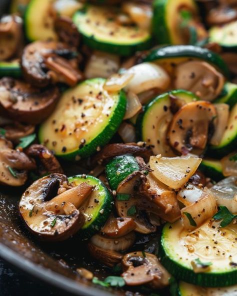 Tonight will be the 3rd time we are making this dish this week. It's so crazy good Vegetarian Savory Recipes, Zucchini With Mushrooms, Zucchini Mushrooms Onions, Zucchini Squash Mushroom Onion, Low Carb Zucchini And Mushrooms, Zucchini And Mushroom Recipes Healthy, Zucchini Mushroom Broccoli Recipes, Sliced Mushrooms Recipes, Baked Zucchini And Mushrooms