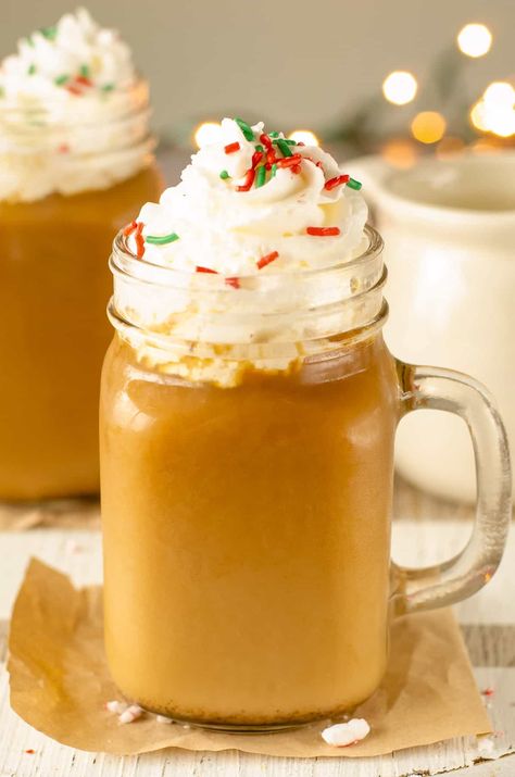 Looking for the perfect warm Christmas beverage? This easy Christmas coffee is a flavorful combination of holiday spices and ground coffee brewed right in your coffee pot, mixed with warm milk and topped with whipped cream and sprinkles. It’s a great way to start your Christmas morning and is easy to make. Coffee Drink Ideas, Christmas Coffee Drinks, Easy Christmas Drinks, List Of Spices, Cinnamon Benefits, Creamer Recipe, Easy Coffee Recipes, Christmas Sprinkles, Drink Mixes