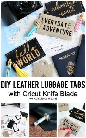 Create custom DIY Leather Luggage Tags with the new Cricut Knife Blade and this easy step-by-step tutorial. Plus, everything you need to know about creating your first project with the Knife Blade. #cricutmade Tag Cricut, Cricut Knife Blade, Diy Bag Tags, Cricut Classroom, Smart Luggage, Diy Leather Luggage Tags, Women Luggage, Kids Luggage Tags, Luggage Tags Diy