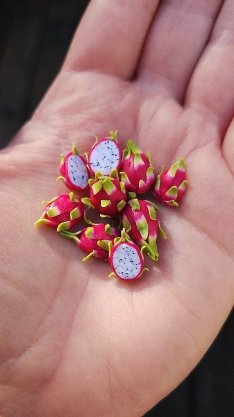 Little polymer clay dragon fruit | Moon Lighting | Andrew Gialanella · The World Is Yours Dragon Fruit Clay Pottery, Clay Fruits And Vegetables, Fruit Clay Art, Fruit Polymer Clay, Air Dry Clay Fruit, Dragon Fruit Clay, Moon Lighting, Fruit Keychain, Clay Fruit