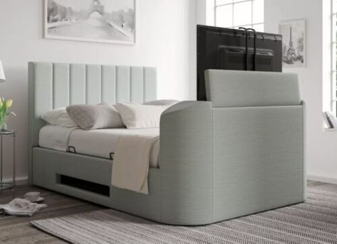 bedsnfurniture.com - Looking for similar products - Visit our website. Find many great new & used options and get the best deals for Berkley Upholstered Linea Seablue Ottoman TV Bed - Bed Frame Only at the best online prices at eBay! Free delivery for many products! Tv Bed Frame, Grey Storage Bed, King Size Storage Bed, Wooden King Size Bed, Beige Headboard, Kids Single Beds, Kids Beds With Storage, Tv Bed, Grey Bed Frame