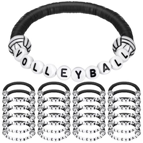 PRICES MAY VARY. Large Quantity for Sharing: each package comes with 24 pieces of volleyball bracelets; The quantity makes it particularly convenient for sharing the volleyball themed joy with friends, team members, and family; The uniformity in design sparks a sense of unity while allowing you to communicate your undying passion for volleyball in a subtle yet charming manner Volleyball Themed Beads: each volleyball charm bracelet is drenched in vibrant volleyball symbols, with 2 volleyball ball Volleyball Bracelets, Clay Beaded Bracelets, Volleyball Team Gifts, Sports Party Favors, Volleyball Ball, Sports Party Decorations, Volleyball Gifts, Volleyball Mom, Sports Bracelet