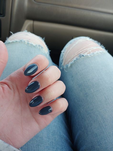 Dark Blue Nails, Navy Blue Nails, Ballerina Nails, Dark Navy Blue, Blue Nails, Almond Nails, Nail Designs, Nails, Blue