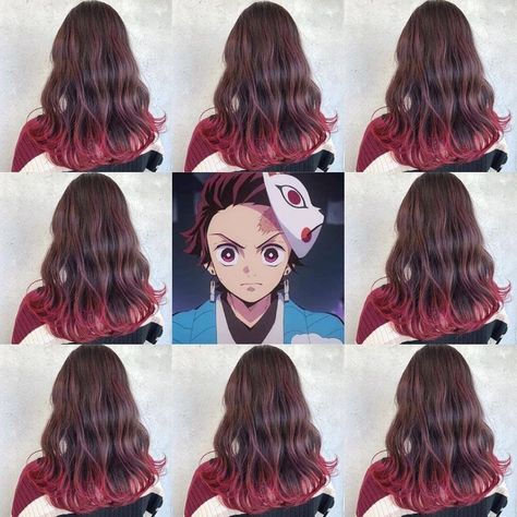 Demon Slayer Hair Styles, Demon Slayer Hair, Long To Short Haircut, Anime Hair Color, Peekaboo Hair, Hair Color Unique, Dyed Hair Inspiration, Pretty Hair Color, Haircuts Straight Hair