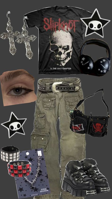 Cottage Punk, Punk Outfits For Women, New Rock Outfit, Metal Head Outfits, Punk Outfit Ideas, Metalhead Outfits, Grunge Outfits Punk, Punk Fits, Punk Aesthetic Outfit