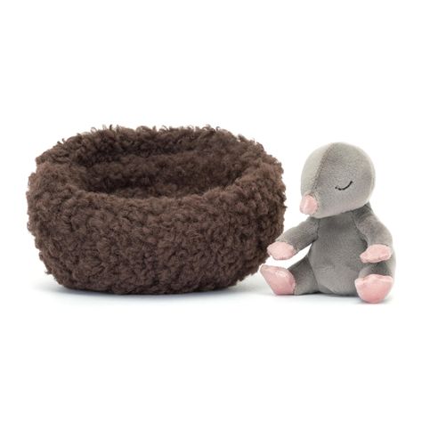 PRICES MAY VARY. Plush size is 3.5 x 5 x 5 inches Suitable from birth Made of 95% Polyester, 5% Spandex Washing instructions: Hand Wash Designed by Jellycat in London, UK Quiet, everyone – it's Hibernating Mole! This gentle dreamer has stretchy grey fur, pink nose and paws and embroidered closed eyes. Lift this little one out of their fleecy cocoa nest, but be careful not to wake them up! Personalised Jumpers, Nursery Activities, Grey Fur, Soft Book, Gifts For Sports Fans, Get Well Gifts, Closed Eyes, Activity Toys, Childrens Gifts