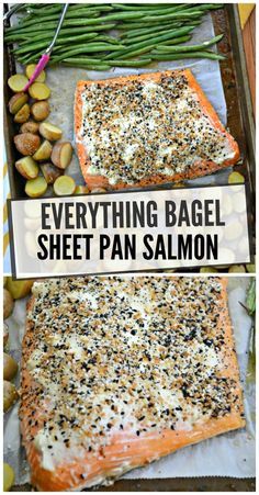 Bagel And Cream Cheese, Sheet Pan Salmon, Salmon Recipes Baked, Pan Salmon, Everything But The Bagel Seasoning, Everything But The Bagel, Healthy Salmon Recipes, Bagel Seasoning, Baked Salmon Recipes