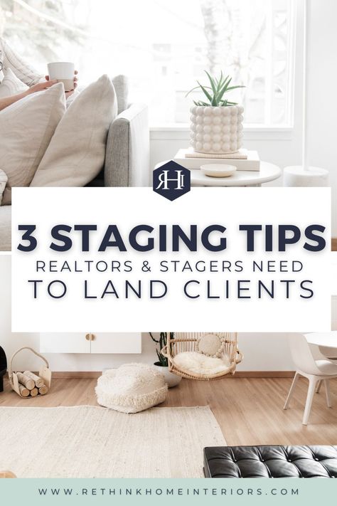 Looking for ways to land more clients for your real estate or home staging business? Check out these 3 staging tips for realtors and stagers to help grow your staging business and land more clients. Office Staging, Staging Company, Home Staging Business, Staging Business, Real Estate Staging, Staging Ideas, Home Staging Tips, Business Check, Neutral Paint Colors