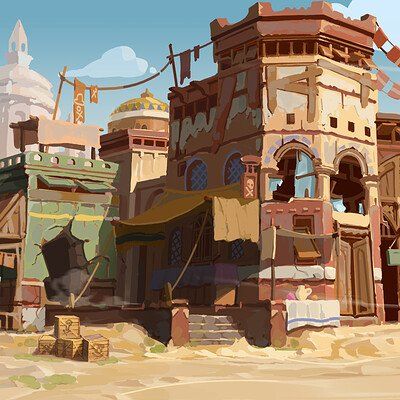 ArtStation - liquid Urban Ideas, Architecture Blueprints, Fantasy Village, Comic Ideas, Environment Painting, Paper Art Craft, Fantasy Art Landscapes, Digital Art Illustration, Environment Design