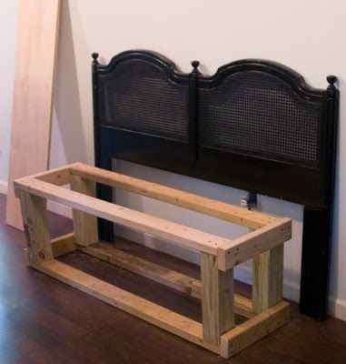 Make A Bench, Headboard Benches, Making A Bench, Headboard Bench, Diy Headboard, Refurbished Furniture, Redo Furniture, Repurposed Furniture, Refinishing Furniture