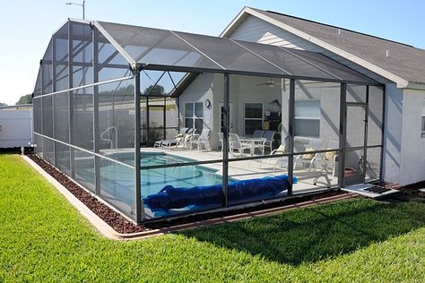 Screened-in Pool & Patio. Would love in my backyard Florida Patio Ideas Screened Pool, Enclosed Swimming Pool Ideas, Screened In Pool Decorating Ideas, Screened In Pool Ideas, Enclosed Pool Patio Ideas, Screened Pool Patio Ideas, Enclosed Pool, Pool Screen Enclosure, Ideas De Piscina