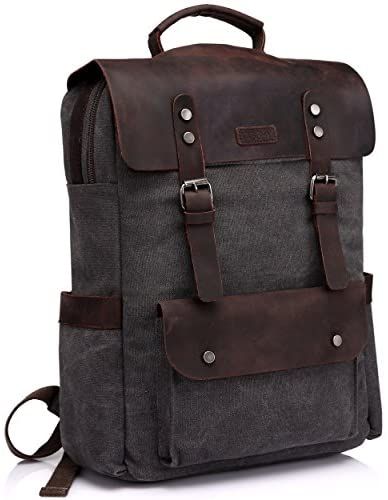 Canvas Laptop Bag, School Rucksack, Vintage Leather Backpack, Leather Backpack For Men, Canvas Rucksack, Waxed Canvas Bag, Leather Laptop Backpack, Drawing Bag, Computer Backpack