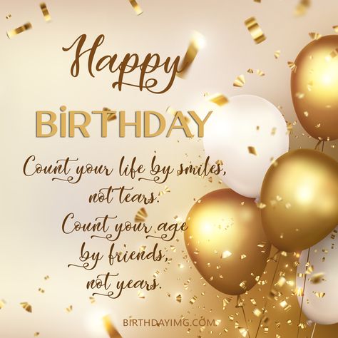 Free Happy Birthday Image With Golden and White Balloons - birthdayimg.com Happy Golden Birthday, 50th Birthday Messages, Happy Birthday Image, Free Birthday Wishes, Christian Birthday Wishes, Happy Birthday Wishes Messages, Happy 15th Birthday, Beautiful Birthday Wishes, Birthday Wishes Greetings