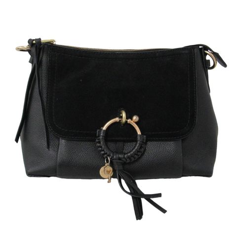 See By Chloe Joan Small Shoulder Bag In Black Sling See By Chlo's Joan Small Bag Across Your Shoulder For Busy Days In The City. Crafted From Grained Leather In Classic Black, This Style Features All The See By Chlo Hallmarks Glossy Golden Hardware, Tassel Detailing And Golden Hoop Closure. A Tonal Suede Panel Hides An Additional Pocket, Handy For Storing Your Keys Or Phone. Color Of Fastening: Gold Internal Details: Internal Zipped Pocket, Fabric Lining, Internal Slot Pockets Detachable Top Han See By Chloe Joan, Golden Hoops, Joan Smalls, See By Chloe, Small Shoulder Bag, Small Bag, Cow Leather, Classic Black, Black Color