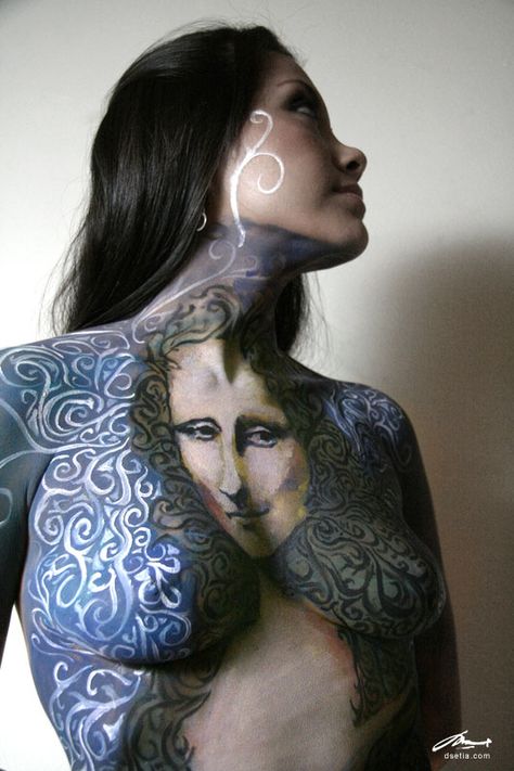 mona lisa body painting by faithfulartist on deviantART Body Paintings Female, Body Painting Pictures, Funny Picture Gallery, Body Paintings, Female Body Paintings, Full Body Tattoo, Men Hair, Paint Paint, Illusion Art