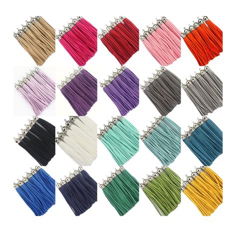 PRICES MAY VARY. Multi colored tassels available. 40 pcs for 3-1/2 inch, 20 colors, 1-3 pcs for each color. Good quanlity. Made of gold/silver CCB cap and faux suede leather tassel, very lightweight and beautiful. These tassels are designed with a loop on the cap, that is easy to hang the leather tassels on the target objects. Application.The tassels are suitable for DIY projects, such as acrylic blank keychains, earring, bracelet, necklaces. It is also good for bags decoration, zipper pulls, ce Suede Tassel, Charm Keychain, Leather Keychain, Zipper Pulls, Leather Tassel, Sewing Stores, Multi Colored, Faux Suede, Suede Leather