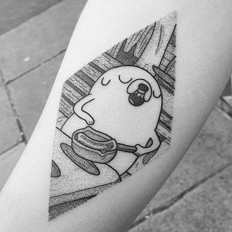 Tattoo Cartoon, Peach Tattoo, Dragon Tattoo Ideas, Jake Adventure Time, Adventure Time Tattoo, Make Bacon, Father Tattoos, Sick Tattoo, Tattoo Flash Sheet