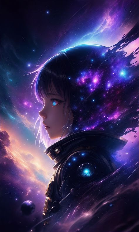 Game Background Art, Cosmos Art, Gamers Anime, Anime Galaxy, Space Artwork, Space Girl, Utila, Galaxy Art, Gaming Wallpapers