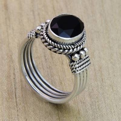 UNICEF Market | Womens Onyx and Sterling Silver Handcrafted Ring - Onyx Moon Silver Ring Designs, Silver Jewelry Design, Topaz Necklace, Crown Ring, Rings Engagement, Handcrafted Rings, Silver Engagement Rings, Silver Band Ring, Onyx Ring