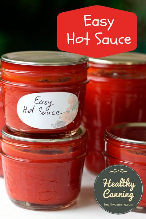 Hot Sauce Recipe For Canning, Tomato Hot Sauce Recipe, Hot Sauce Canning Recipe, Easy Hot Sauce, Canning Hot Peppers, Healthy Canning, Canned Jalapenos, Hot Sauce Recipe, Cayenne Pepper Sauce