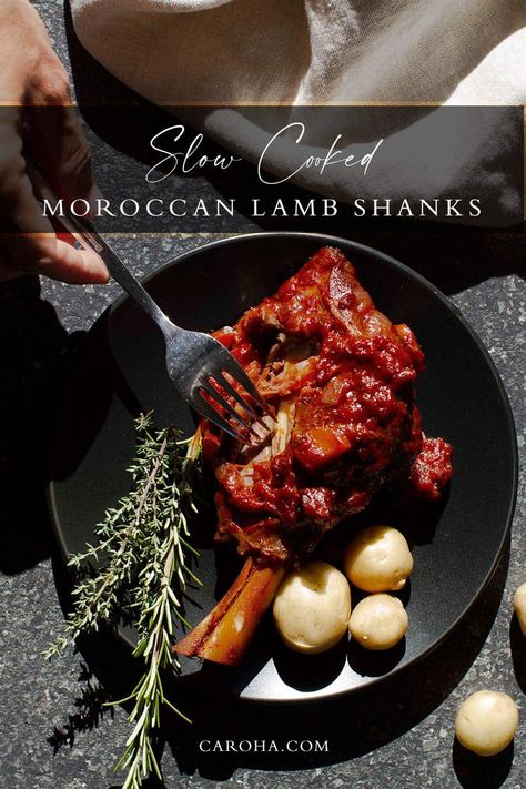 Slow Cooked Moroccan Lamb, Moroccan Lamb Shanks, Lamb Shanks Slow Cooker, Moroccan Lamb Tagine, Slow Cooked Lamb Shanks, Lamb Shank Recipe, Crock Pot Inspired Recipes, Moroccan Lamb, Tagine Recipes