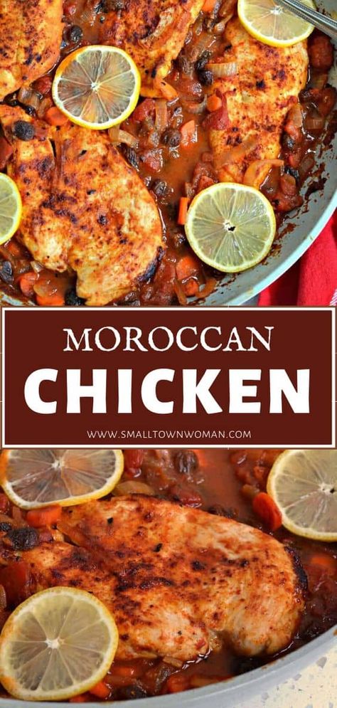 A flavorful meal that you deserve on Mother's Day! Moroccan Chicken will knock your socks off. This easy stovetop chicken stew is made with carrots, onions, tomatoes, raisins, and a perfect blend of Morrocan Spices. Add this dinner recipe to your Mother's Day menu! Easy Stovetop Chicken, Moroccan Chicken Recipe, Stovetop Chicken, Mothers Day Dinner, Moroccan Cooking, Moroccan Dishes, Moroccan Chicken, Chicken Spices, Moroccan Food