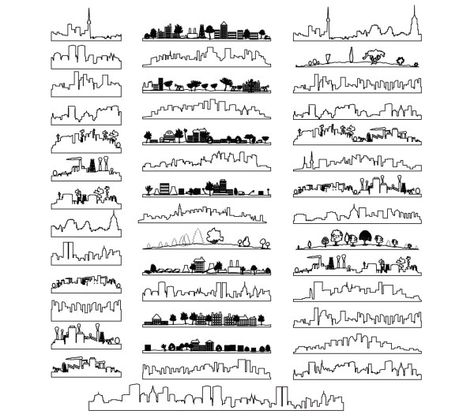 City outline and silhouette design vector City Outline Tattoo, City Outline Drawing, Town Silhouette, Drawing City, Silhouette City, City Outline, Skyline Drawing, City Skyline Silhouette, Skyline Silhouette