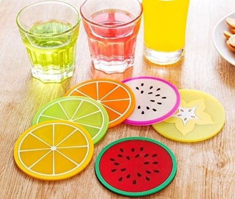 Dragon Fruit Drink, Design Cup, Silicone Coasters, Cute Coasters, Verre Design, Silicone Cups, Fruit Slice, Deco Retro, Colorful Fruit