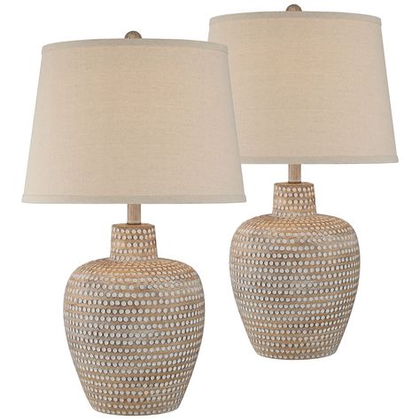 Cottage Table, Farmhouse Table Lamps, Rustic Farmhouse Table, Beige Living Rooms, Bedside Night Stands, Table Lamp Sets, Southwest Style, Rustic Living Room, Bedroom Lamps