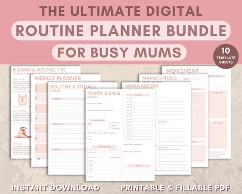 Busy Mom Planner Digital Household Planner, Home Organization Planner For Moms, Morning Routine Printable Planner Journal, Mothers Day Gifts https://etsy.me/45ZY0OF #digitalplanner #planner #momplanner #plannertemplate #digitaltemplates #productivityplanner #postpartum Busy Mom Planner, Morning Routine Printable, Planner For Moms, Organization Planner, Routine Printable, Mom Planner, Household Planner, Busy Mum, Routine Planner