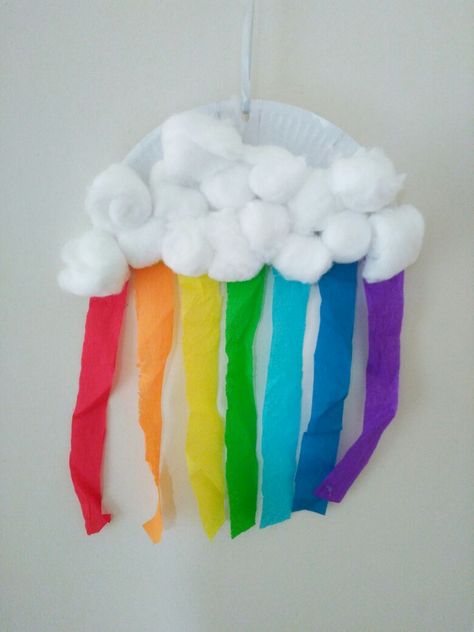 Rainbow Cloud Craft Preschool, Paper Plate Rainbow, Spring Preschool Activities, Cloud Party, Rainbow Craft, Toddler Craft, Teaching Crafts, Cloud Craft, St Patricks Crafts